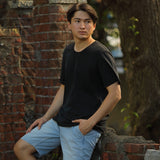 フェアトレード 余剰生地使用 クルーTシャツ (黒)