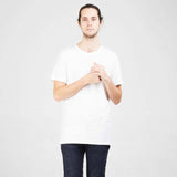 フェアトレード 余剰生地使用 ロングボディクルーネックラインTシャツ (白)