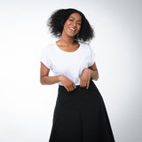 フェアトレード 余剰生地使用 ロールスリーブTシャツ (白)