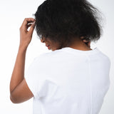 フェアトレード 余剰生地使用 ロールスリーブTシャツ (白)