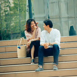 'Nanci' パームヤシ使用 ポンポン付き バッグ - ペルー人アーティストハンドメイド