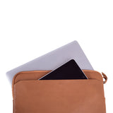 'Blackwell' ハンドメイド 外ポケット ジップ付き レザーラップトップケース