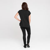 フェアトレード 余剰生地使用 ロールスリーブTシャツ (黒)