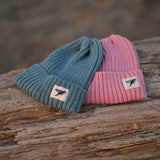 'Moffat' 英国製メリノウール100% タイトリブニット ビーニー (ピンク)