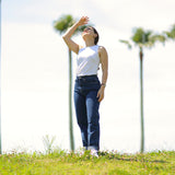 'Relaxed Rose' ノンストレッチ フィットウエスト ストーンインディゴデニム