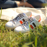 メンズ 'Kingston White Orange Grey' リサイクル素材使用スニーカー- イタリア産