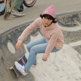 'Moffat' 英国製メリノウール100% タイトリブニット ビーニー (ピンク)