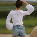 'Poplin Straight Neck' コットンブラウス - ギリシャ産