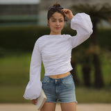 'Poplin Straight Neck' コットンブラウス - ギリシャ産