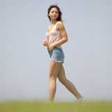 ’Abby’ リサイクルオーガニックコットン使用 切りっぱなしエッジ デニムショーツ