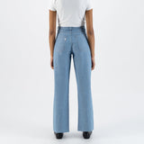 'Wyde Sara Works' コットン100% ハイウェスト ワイドレッグ デニム