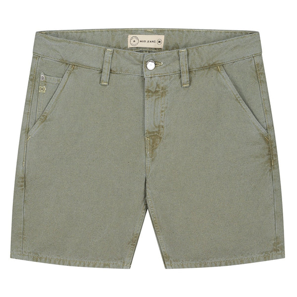 'Luca' オーガニックリサイクルコットン使用 ノンストレッチデニム ショートパンツ(緑) - 'Mud Jeans'