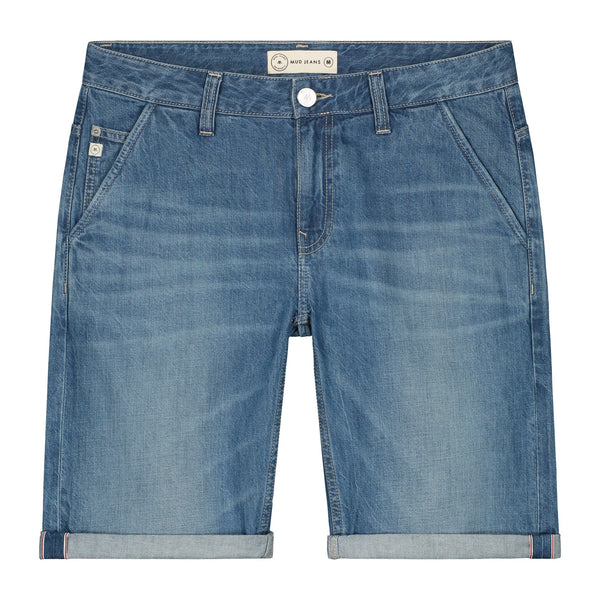 'Carlo' オーガニック,リサイクルコットン使用 ノンストレッチデニム ショートパンツ(Medium Worn)