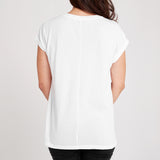 フェアトレード 余剰生地使用 ロールスリーブTシャツ (白) - 'Dorsu'