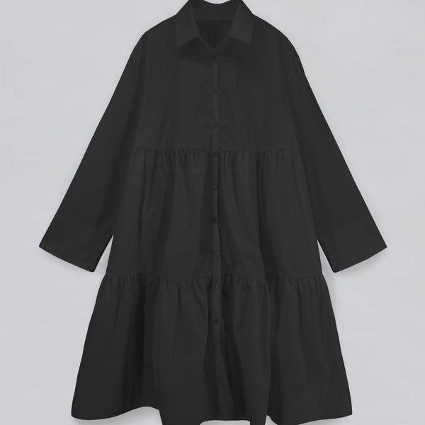 'Tiered Poplin' コットンドレスシャツ - ギリシャ産