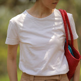 フェアトレード 余剰生地使用 レギュラーフィット Tシャツ (白) - 'Dorsu'