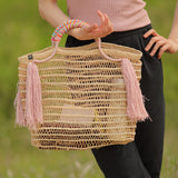'Zana' ヤシ繊維使用 スモールバッグ付 バッグ - 'Nannacay' ブラジル人アーティストハンドメイド
