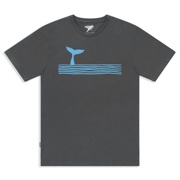 'Swim Free' オーガニックコットン 100% フラットステッチ ハンドペイント Tシャツ - 'Silverstick'